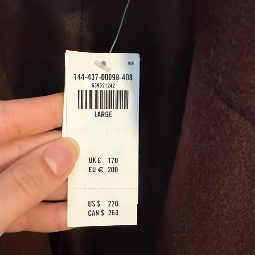 Abercrombie & Fitch Mahogany Wool-Blend Double-Breasted Coat *NWT* - Picture 5 of 6